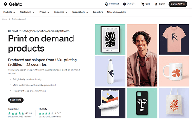 sell print on demand merchandise gelato