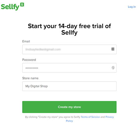 Sellfy account sign up