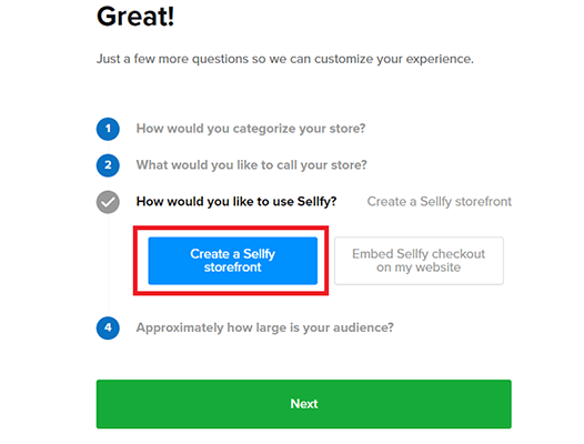 sellfy create a sellfy storefront