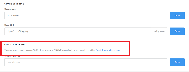 sellfy custom domain