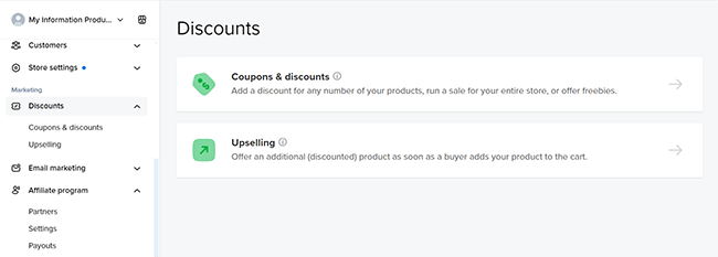 Sellfy - Discounts