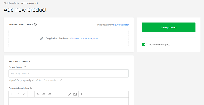 sellfy upload audio files