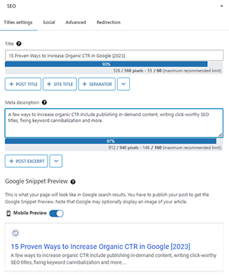 seopress meta description