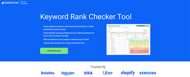 Serpstat Rank Tracker Homepage