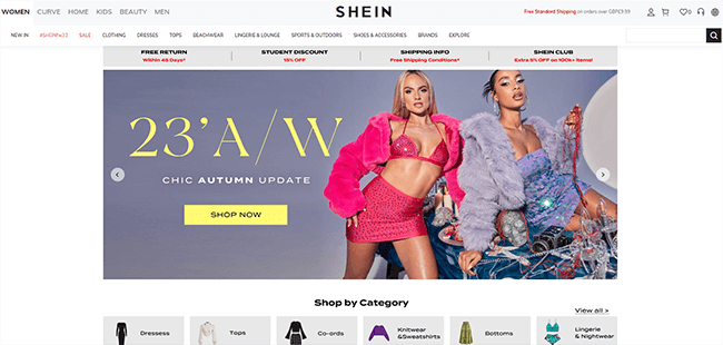shein homepage