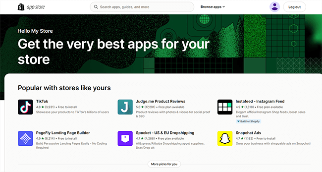 shopify app store features