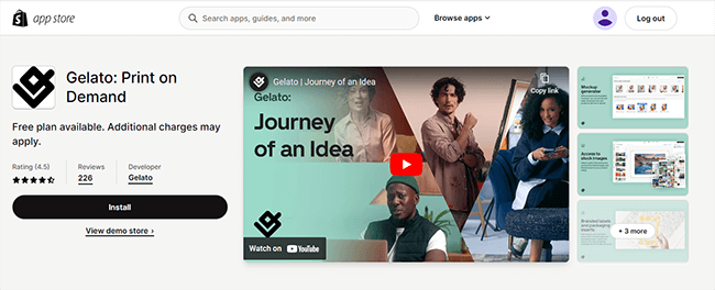 shopify app store gelato