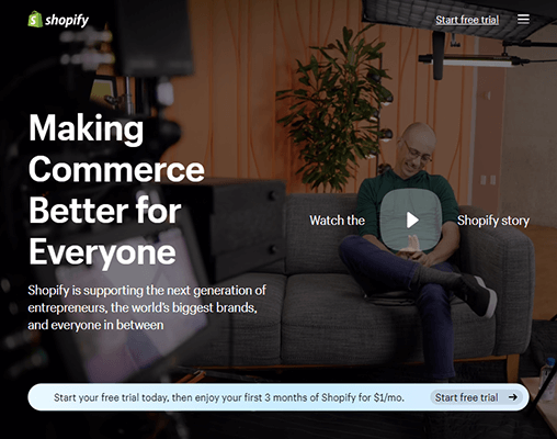 shopify homepage