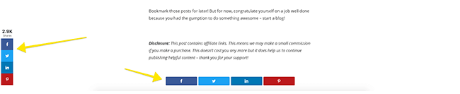 Social Snap social sharing bars floating sidebar and bottom of post