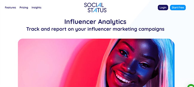 Social Status Influencer Homepage