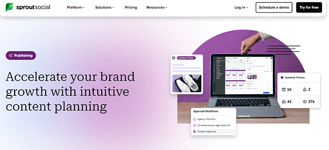 Sprout social Scheduling Homepage