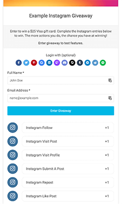 sweepwidget to run instagram giveaways