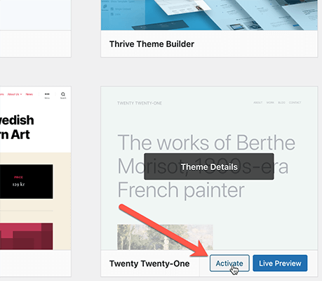 switch to a default wordpress theme