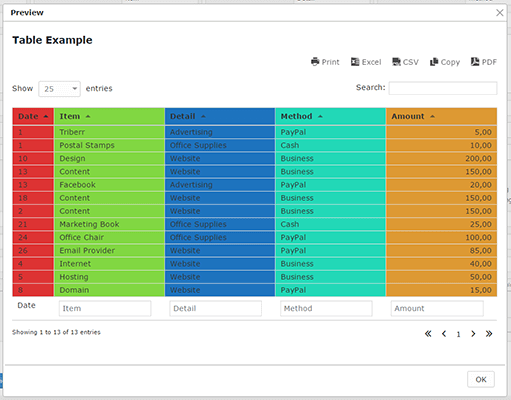 Table Preview With Changes