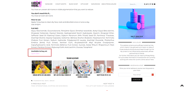 Targeted blog posts - Affiliate link