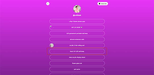 Think like an influencer - Landing page