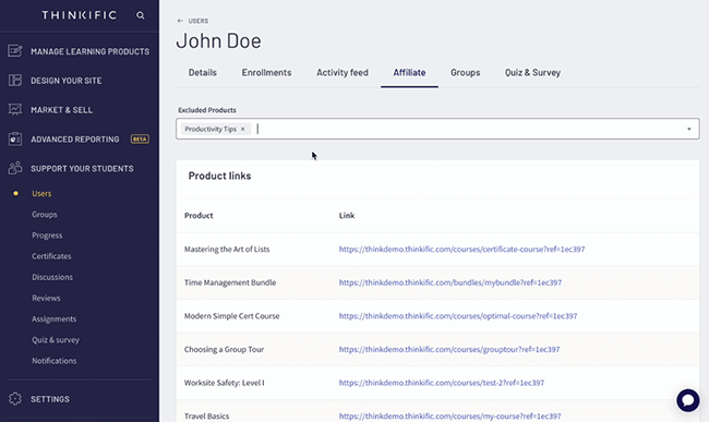 thinkific affiliate program