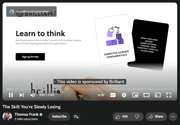 thomas frank youtube sponsorship