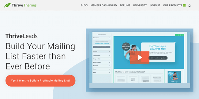 thrive leads homepage