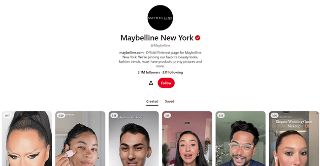 turn visual content into a pinterest board maybelline