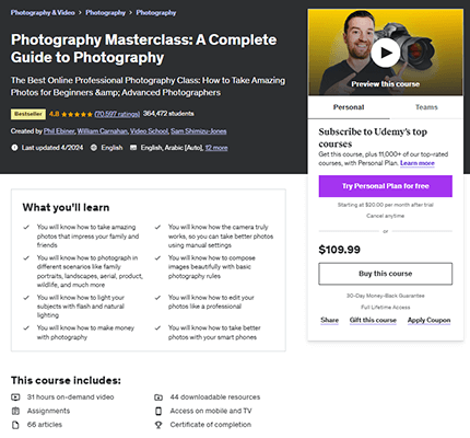 udemy photography course