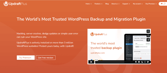 UpdraftPlus Homepage.