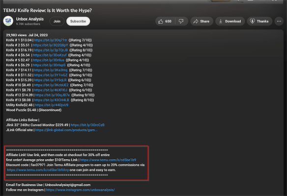 Use promo codes - Description