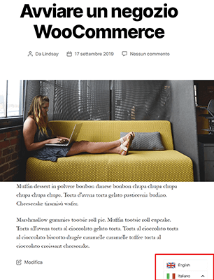 Weglot language switcher on frontend of site