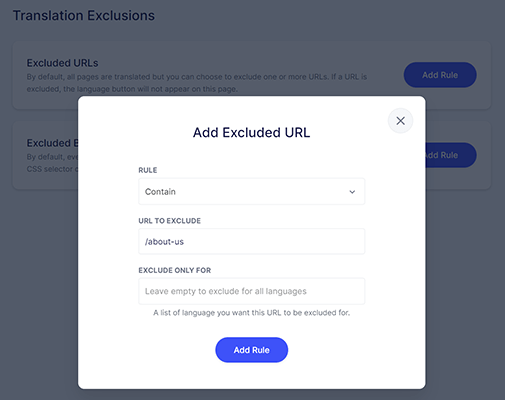 Weglot translation exclusions