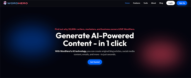 wordhero homepage