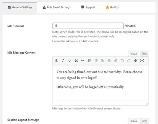 wordpress inactive logout settings