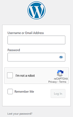 wordpress login page