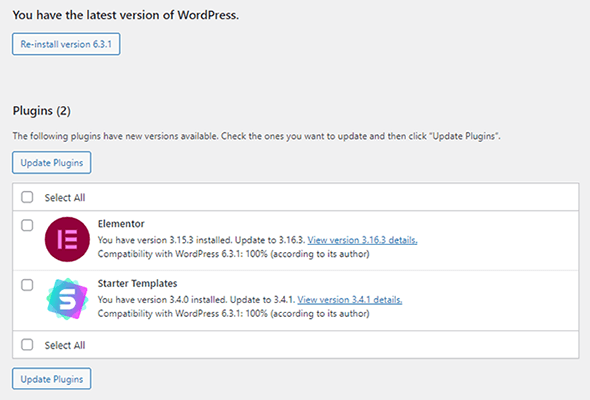 wordpress updates