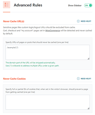 wp rocket advanced rules