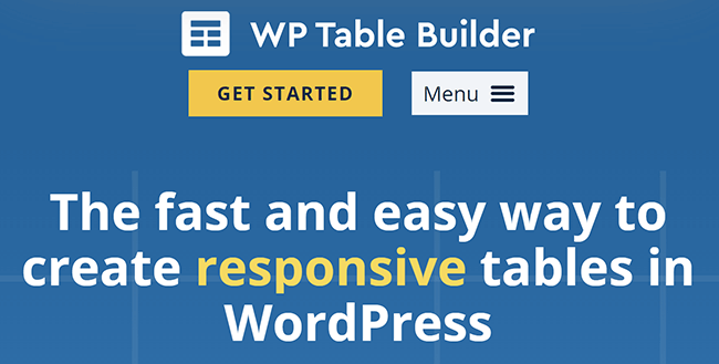 wp table builder homepage