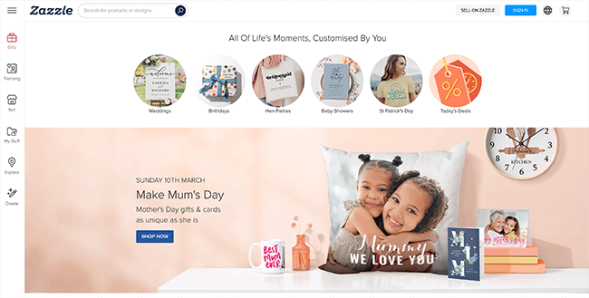 Zazzle Homepage